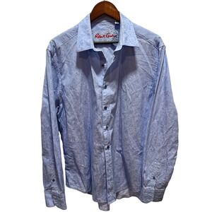 Robert Graham Mens Light Blue Paisley Print Long Sleeve Button Down Shirt